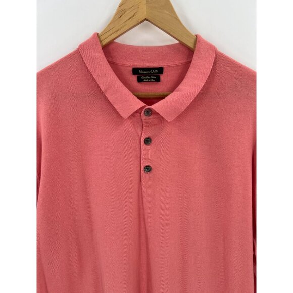 Massimo Dutti XXL Pink Salmon Knit Polo Extrafine Cotton - Picture 10 of 11